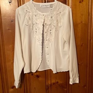 Size small 10P Women’s Claudia Richard Dress top with white pearl buttons New